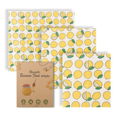 Reusable Beeswax Food Wrap - Eco-Friendly Plastic-Free Kitchen Storage (3-Pack)