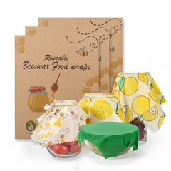 Reusable Beeswax Food Wrap - Eco-Friendly Plastic-Free Kitchen Storage (3-Pack)