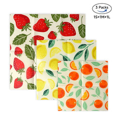Reusable Beeswax Food Wrap - Eco-Friendly Plastic-Free Kitchen Storage (3-Pack)