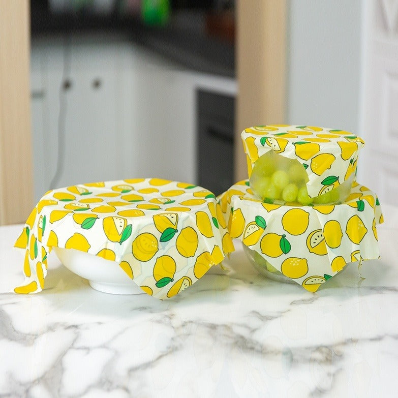 Reusable Beeswax Food Wrap - Eco-Friendly Plastic-Free Kitchen Storage (3-Pack)