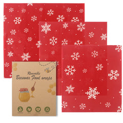 Reusable Beeswax Food Wrap - Eco-Friendly Plastic-Free Kitchen Storage (3-Pack)