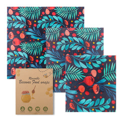 Reusable Beeswax Food Wrap - Eco-Friendly Plastic-Free Kitchen Storage (3-Pack)