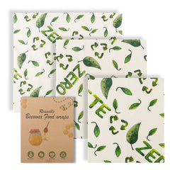 Reusable Beeswax Food Wrap - Eco-Friendly Plastic-Free Kitchen Storage (3-Pack)